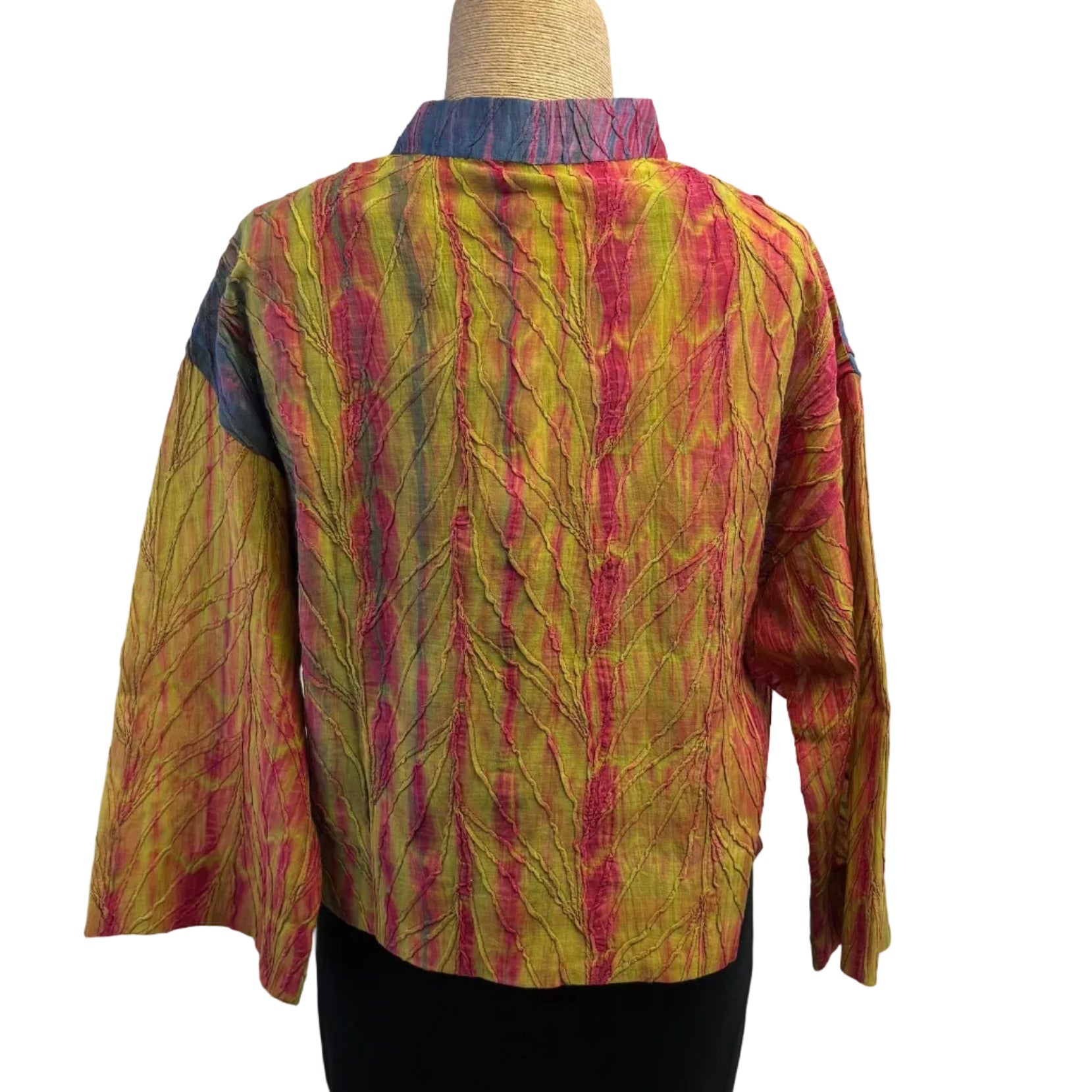 Neeru Kumar Jacket, Short, Blue/Chartreuse/Fuchsia XS