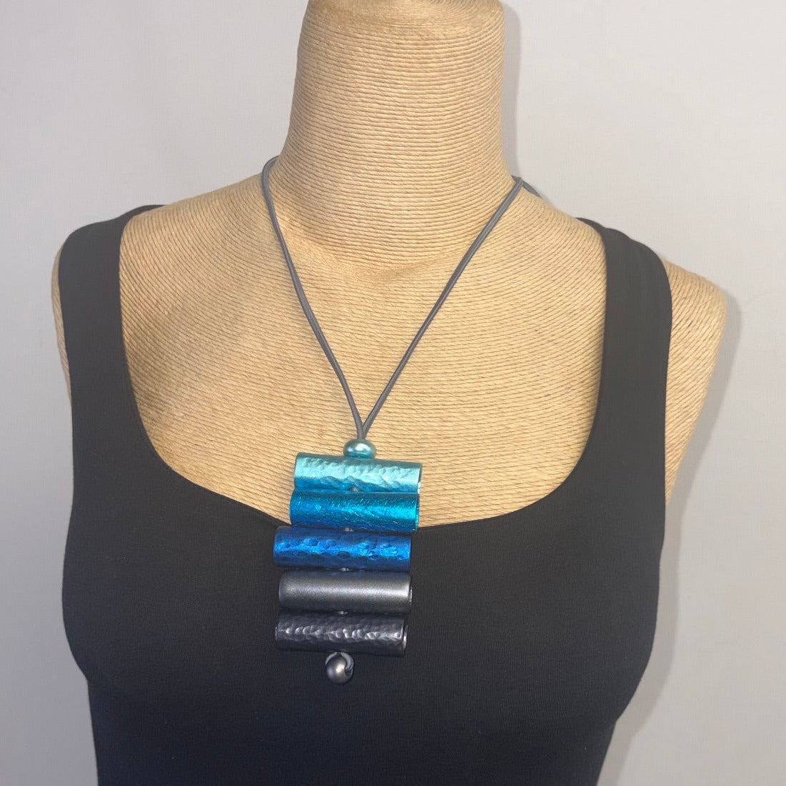 Monica Krexa Necklace, Florence, Aqua/Turquoise/Blue/Pewter