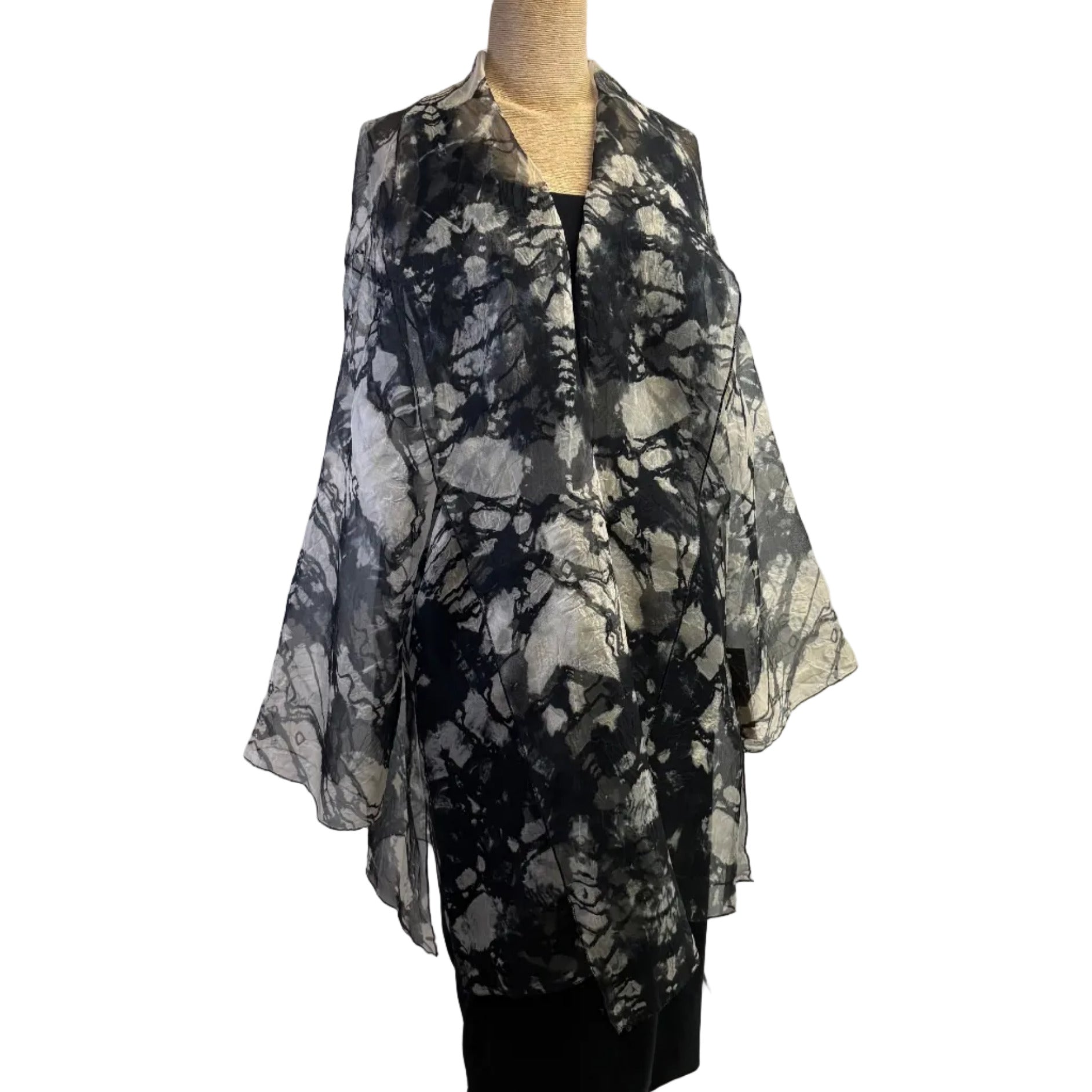 Diane Katz Designs Jacket, Organza, Long, Black/Ivory, L