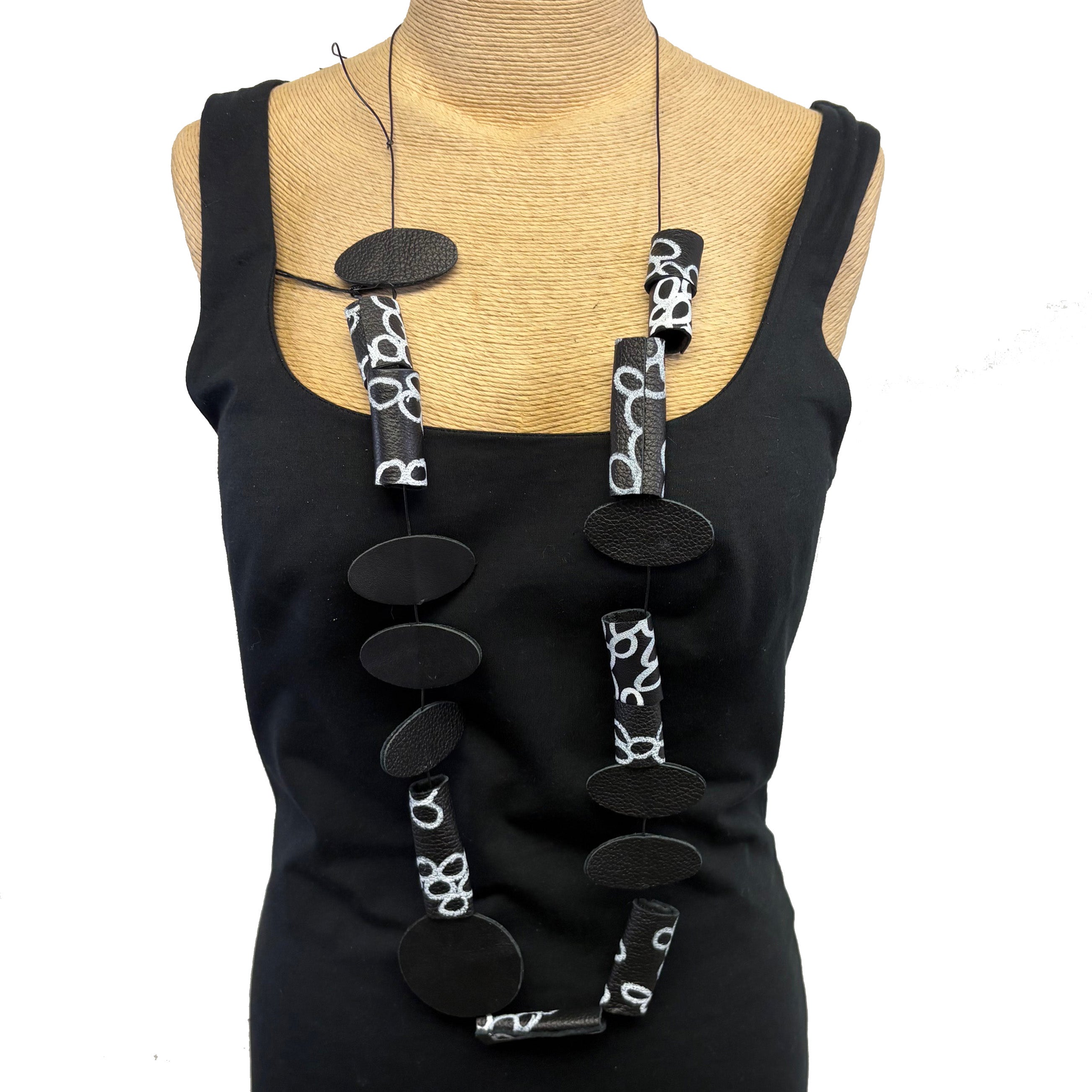 Criselda Lopez Necklace, Orchid, Black/White