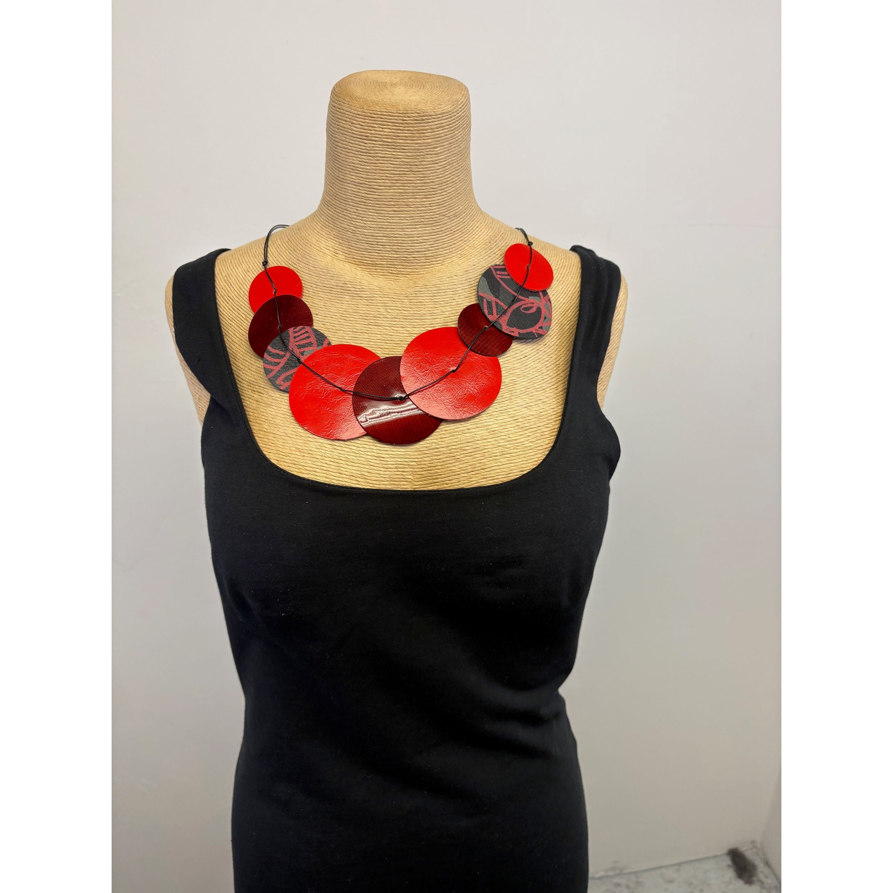 Criselda Lopez Necklace, Azalea, Red/Black