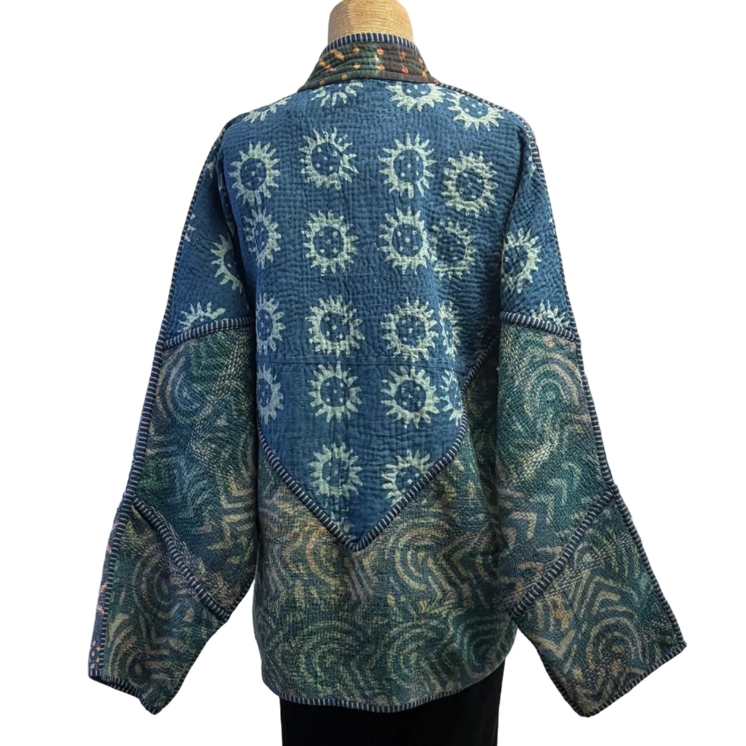 NAMAI Kantha Jacket, Reversible, Ladhiya Patchwork, Multi-Color, M/L