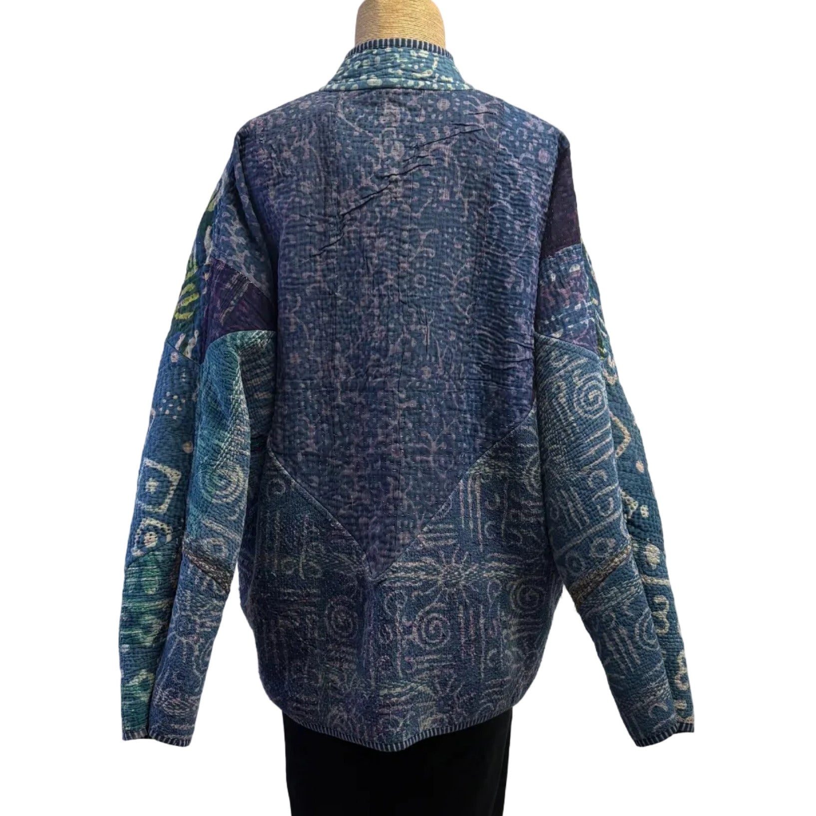 NAMAI Kantha Jacket, Reversible, Ladhiya Patchwork, Multi-Color, M/L