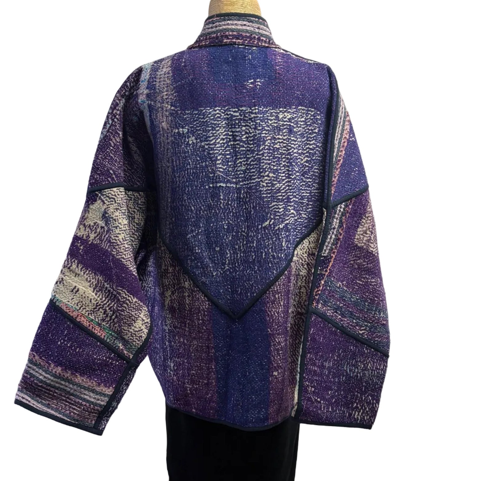 NAMAI Kantha Jacket, Reversible, Ladhiya Patchwork, Purple/Violet M/L