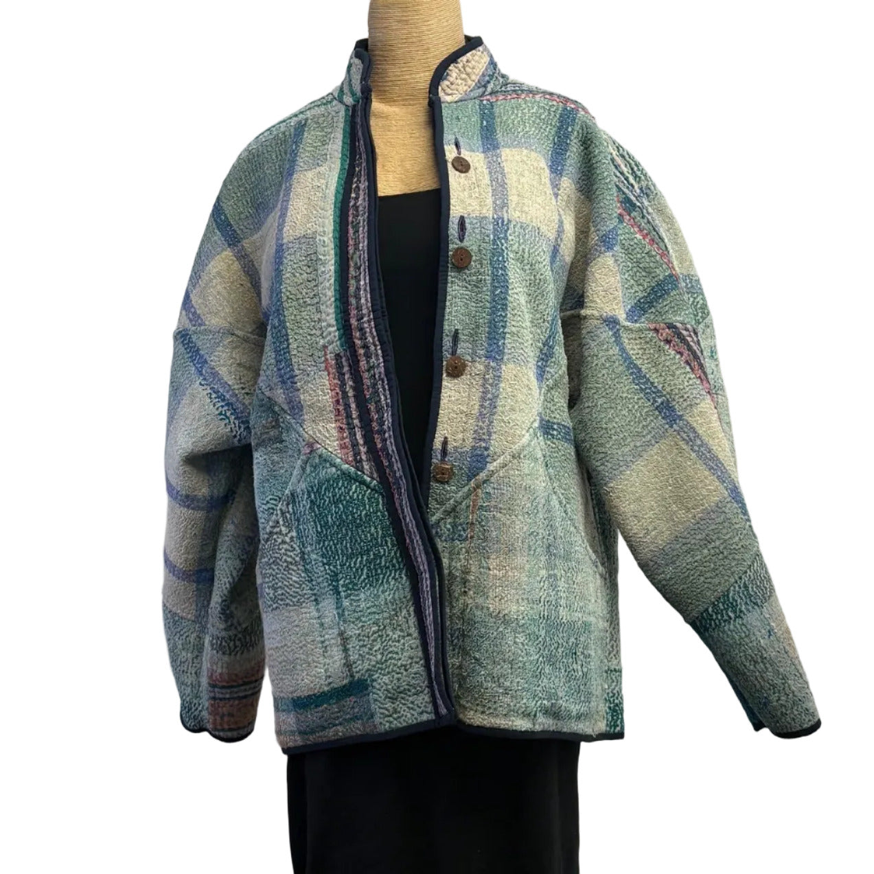 NAMAI Kantha Jacket, Reversible, Ladhiya Patchwork, Purple/Violet M/L