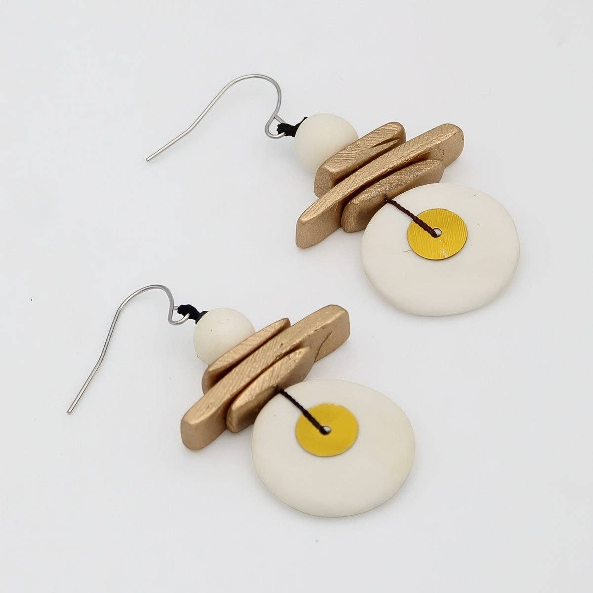 Sylca Designs Drop Earrings, Assuta, White/Gold