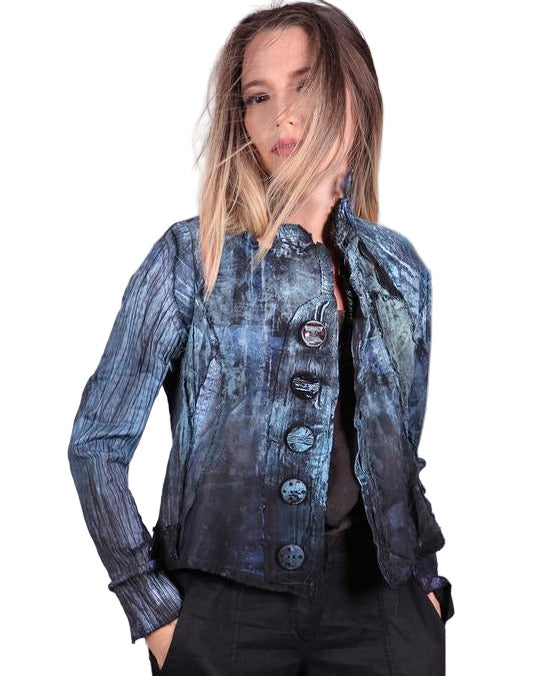 Tatiana Palnitska Jacket, A Case of Stretchy Blues, Black/Blue/Aqua, XS