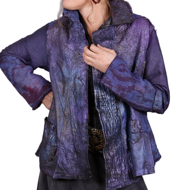 Tatiana Palnitska Jacket, Along Tiny Purple Pebbles Road, Purple, S/M