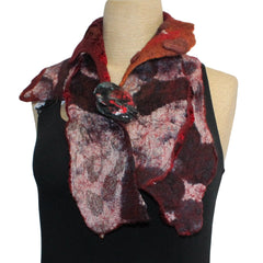Beth Marx Collar Scarf, Red With Felted Brooch