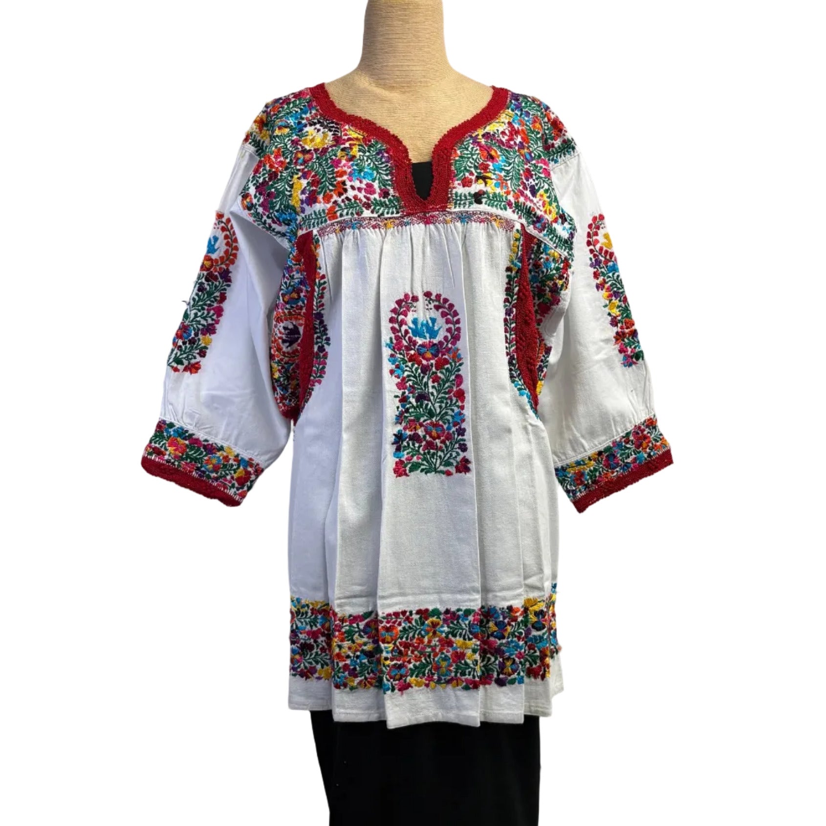 Miriam Campos Blouse, Fine San Antonino, Long Sleeve, White/Multicolor, M/L