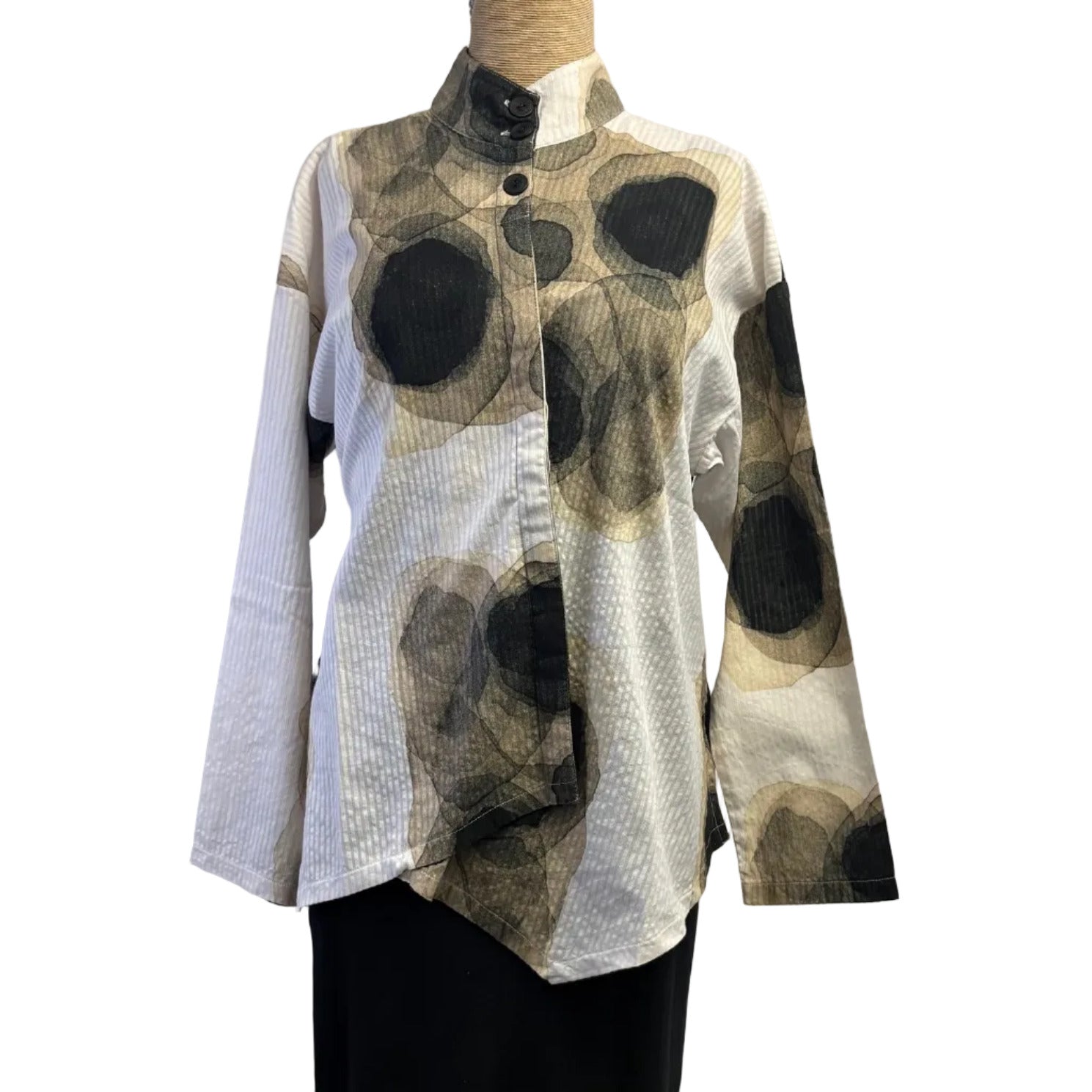 M Square Shirt, Iris, White/Tan/Black M & L