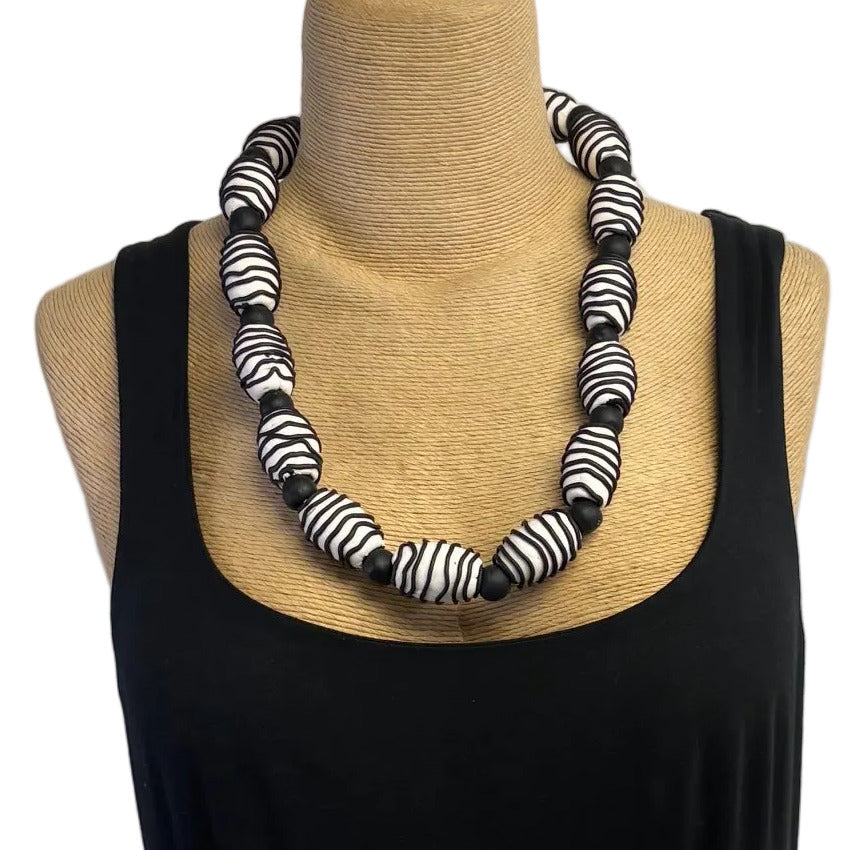 Dawn Siebel Necklace, Op Art, Black/White