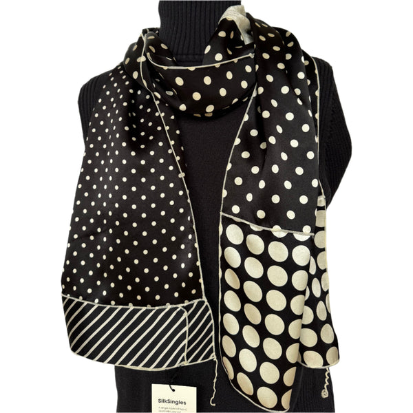 Judith Bird Scarf, SilkSingles, Black/White Ivory Edging