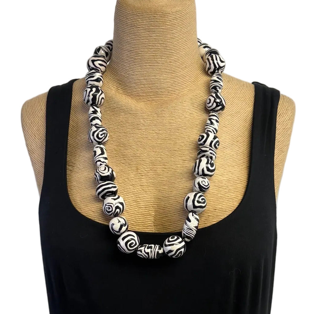 Dawn Siebel Necklace, Crazy Zebra, White/Black