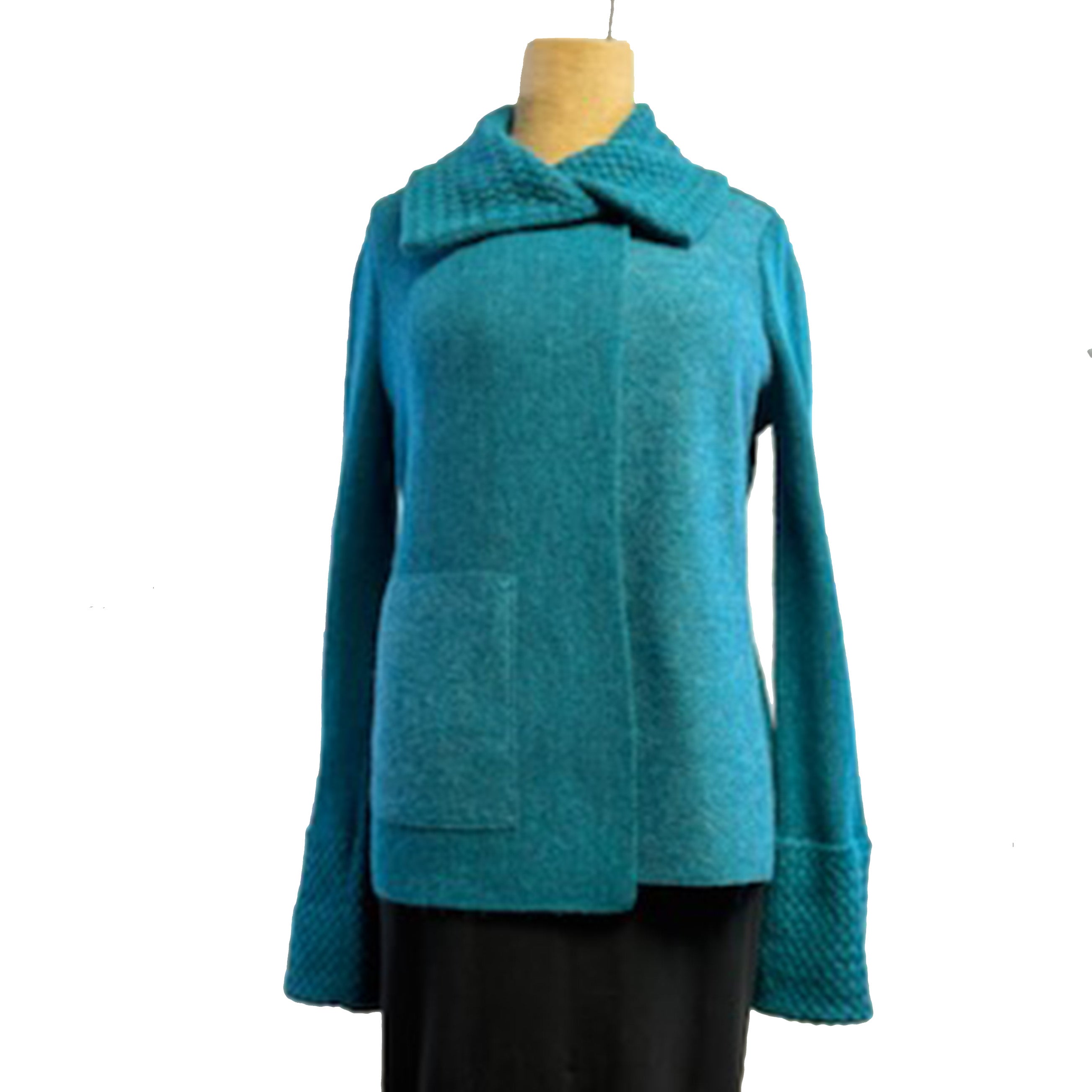 Beyond Threads Cardigan, Asymmetric, Peacock XS