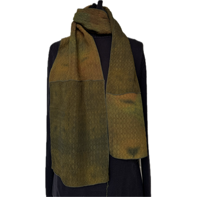 Judith Bird Scarf, Stretchy Silks, Greens/Golds