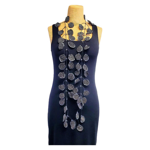 Annemieke Necklace, Batik, Black/White Polka Dot