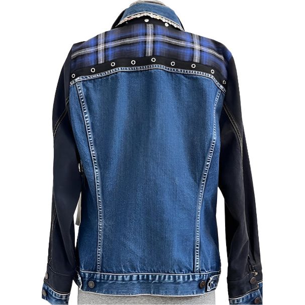 Catherine Bacon Denim Jacket, Wump, Plaid Yoke, M