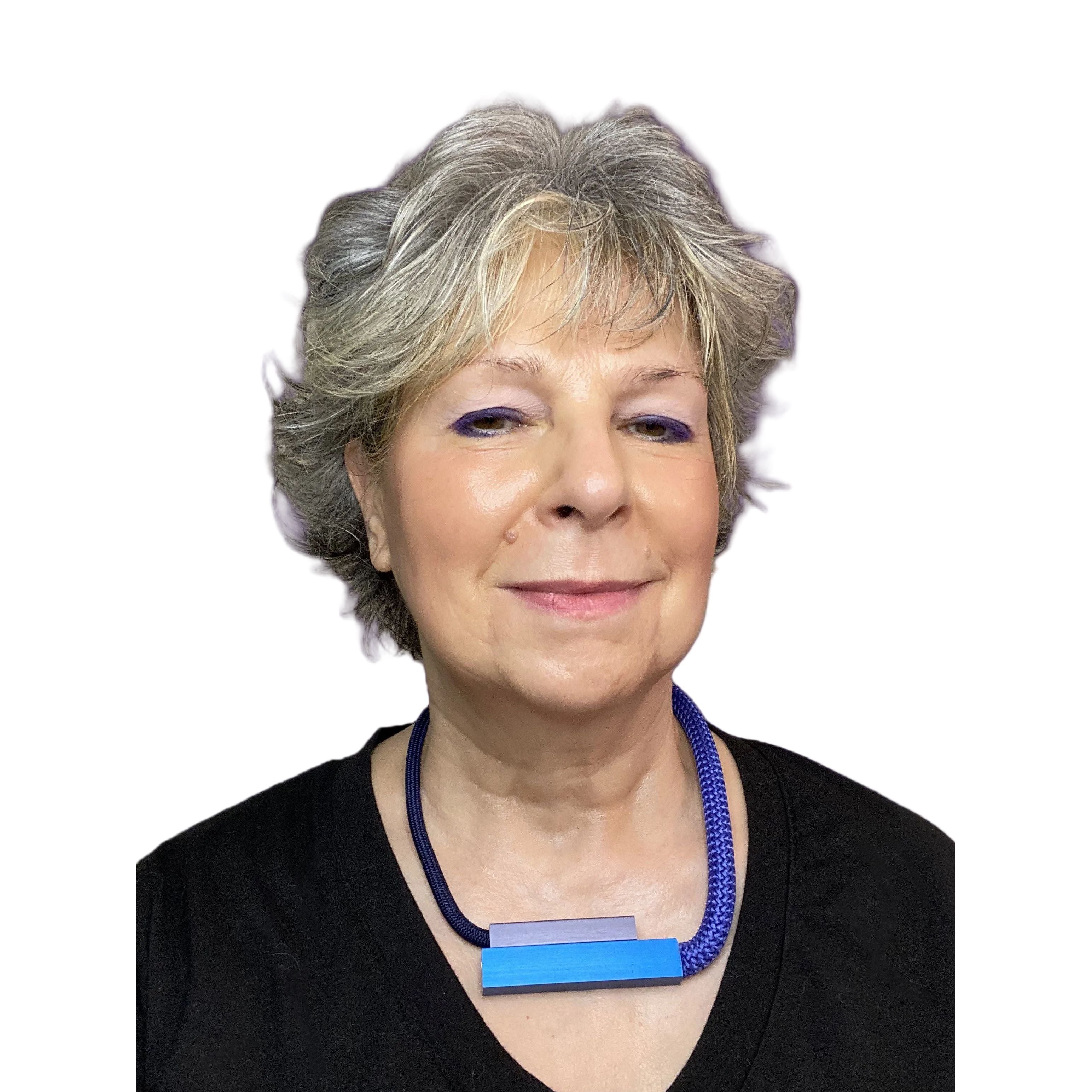 Christina Brampti Necklace, Aluminum Bars, Blue/Grey