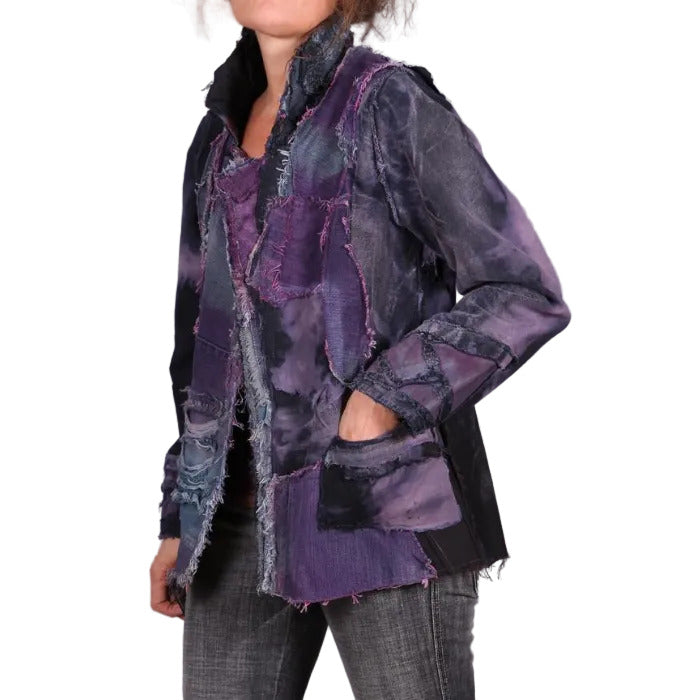 Tatiana Palnitska Jacket, Through Purple Islands, Purple/Black/Denim Blue, XS/S