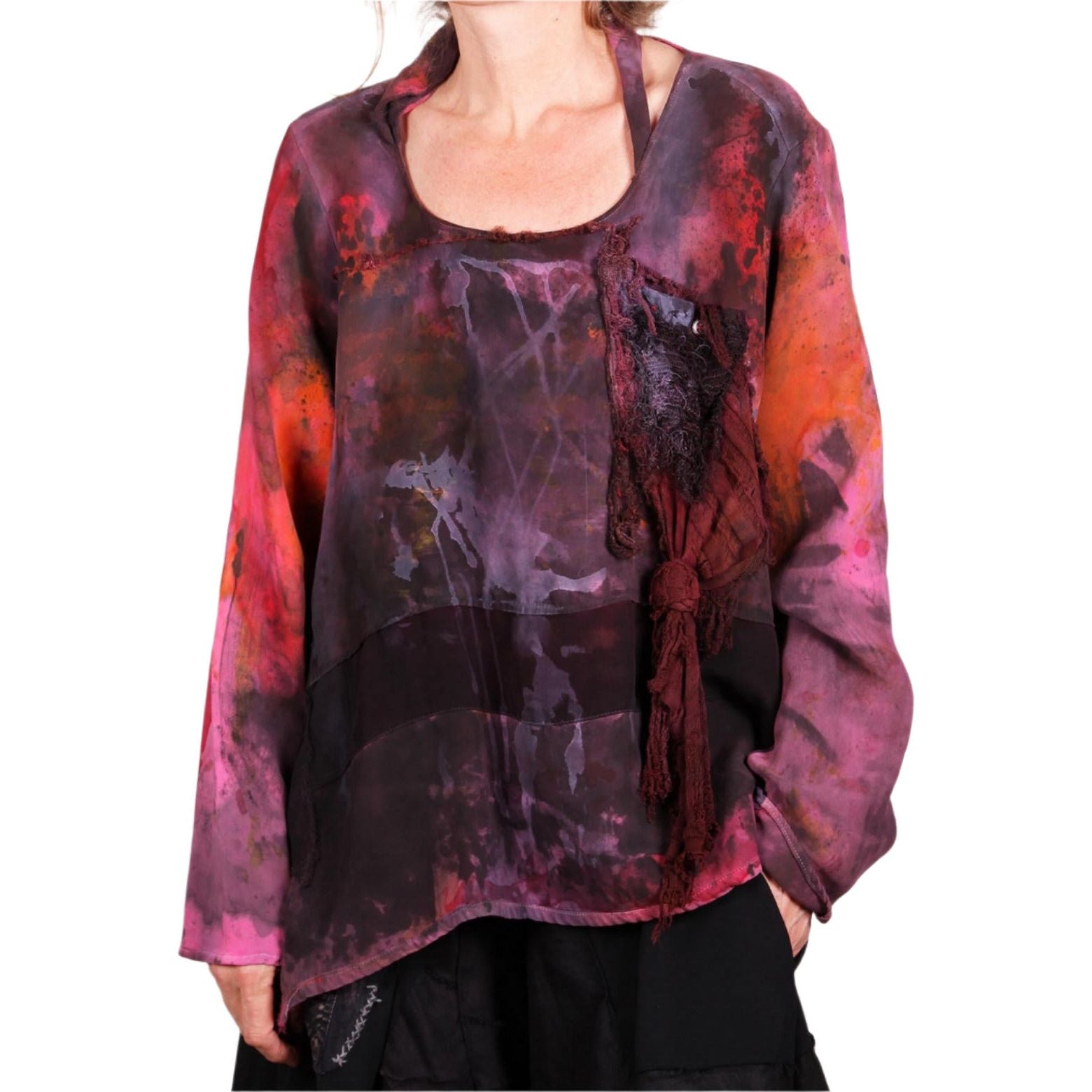 Tatiana Palnitska Blouse, Urban Art Zen, Magenta/Red/Black M