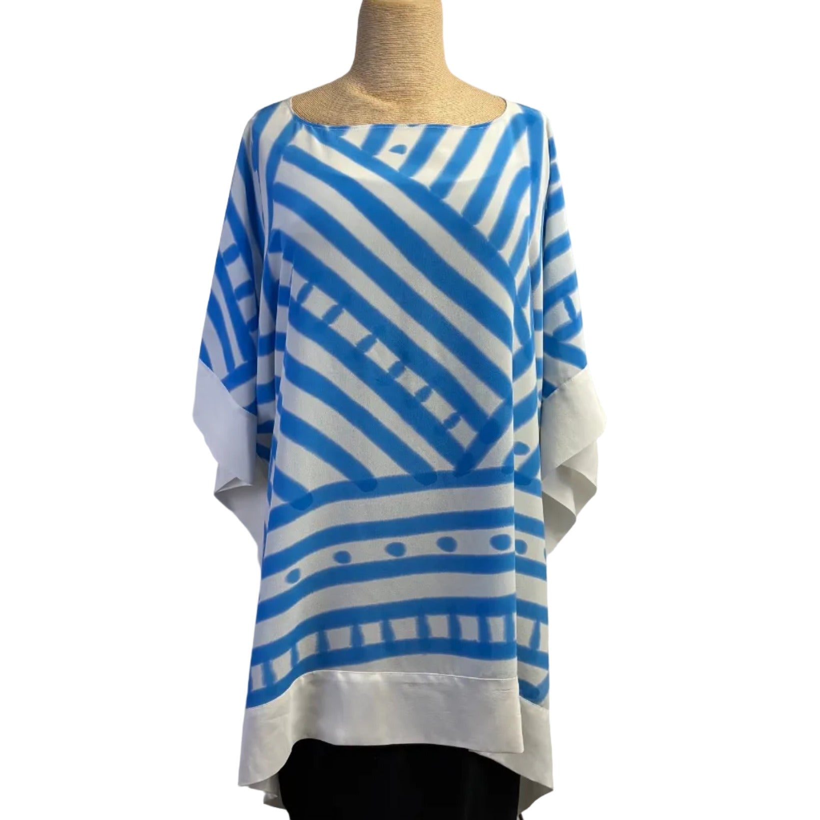 Kay Chapman Tunic, Elia, Masai, White/Blue, OS Fits M-XL
