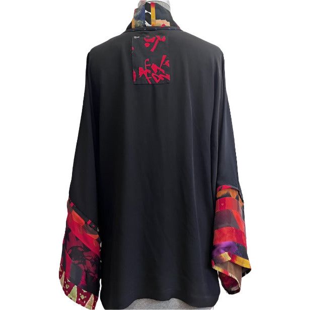 Catherine Bacon Kimono, Hand-Painted Collage, Fits S-L