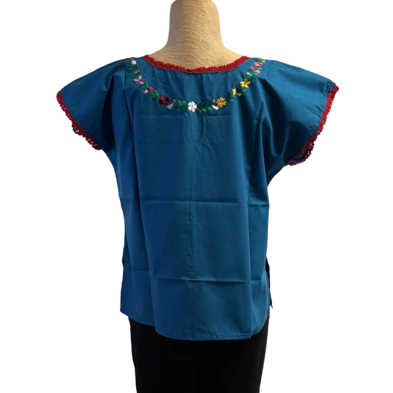 Miriam Campos Top, Embroidered, Blue/Multicolor, S