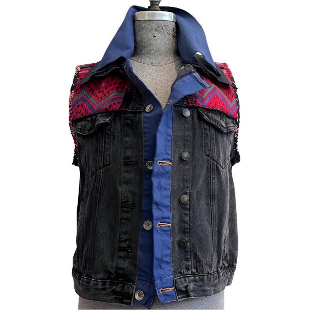 Catherine Bacon Vest, Wump, Vintage Embroidery, Black/Blue, M