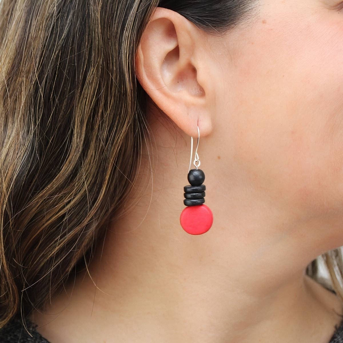 Sylca Designs Earrings, Dusk, Red/Black