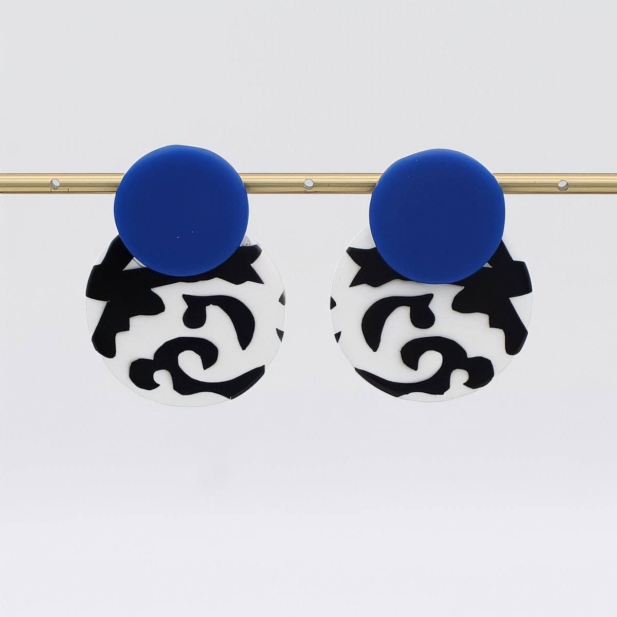 Sylca Designs Earrings, Lola, Blue/Black/White