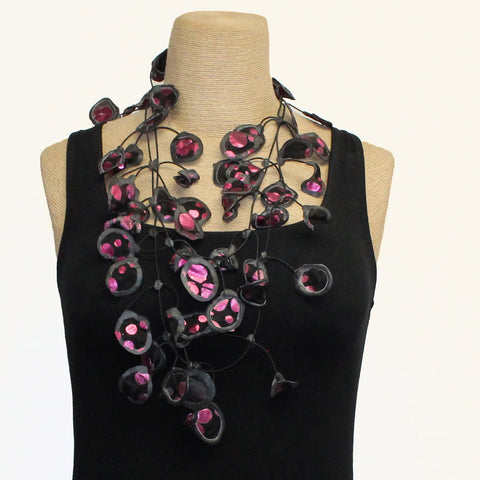 Annemieke Broenink Necklace, Polka Dot Metallic, Magenta