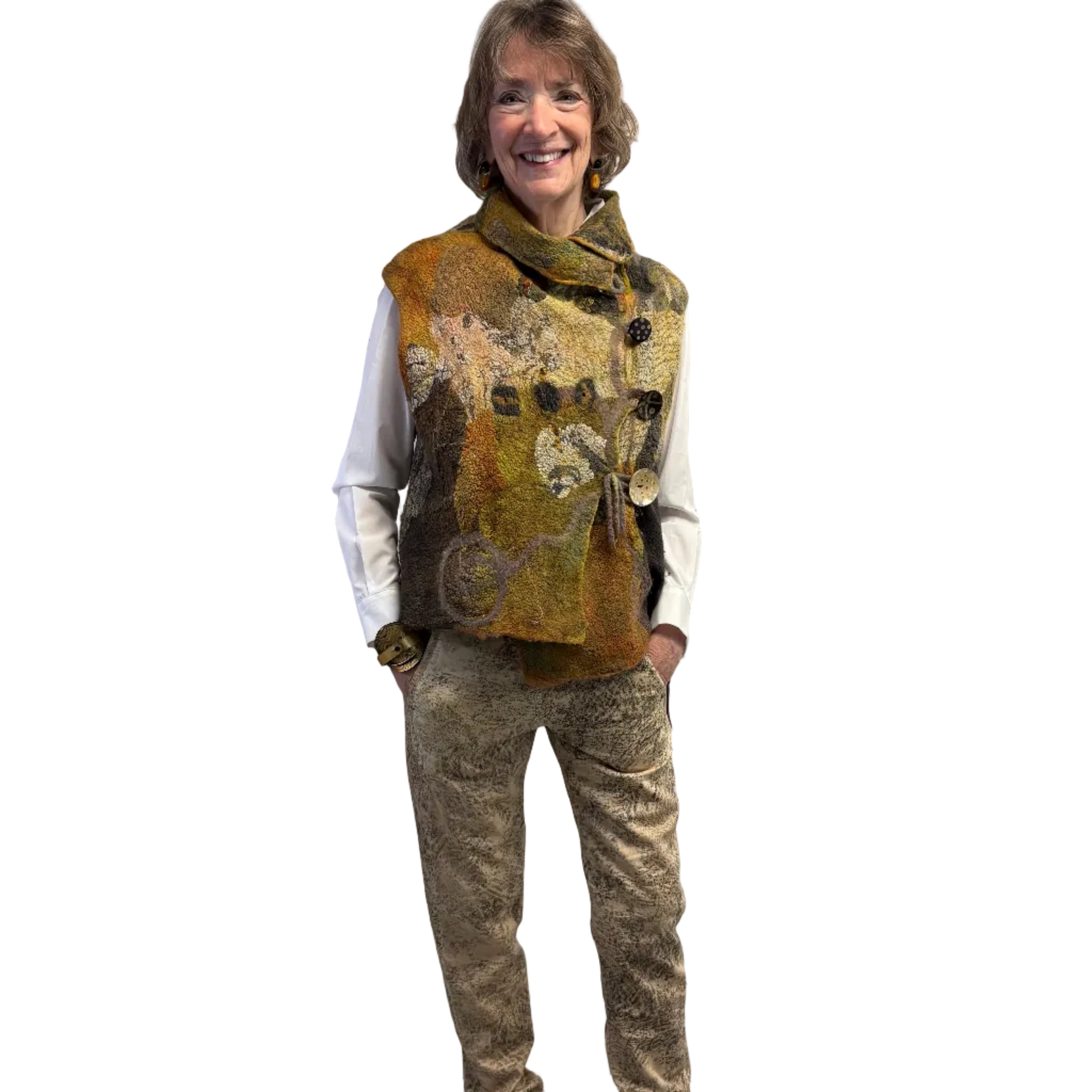 Beth Marx Vest, Tan/Images, S Outfit 1