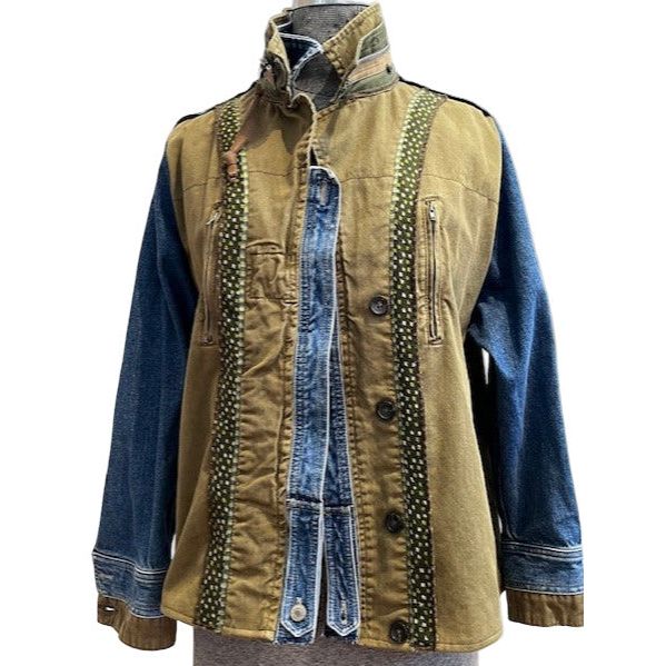 Catherine Bacon Jacket, Denim & Khaki, Vintage Trim, L