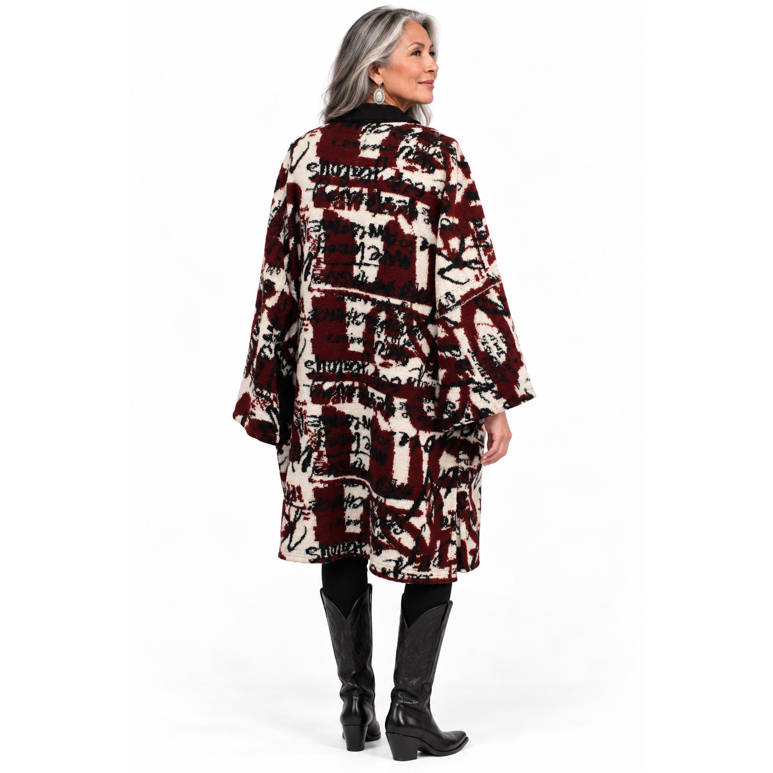 Mara Gibbucci Coat, Black/White/Maroon S/M & XL/XXL