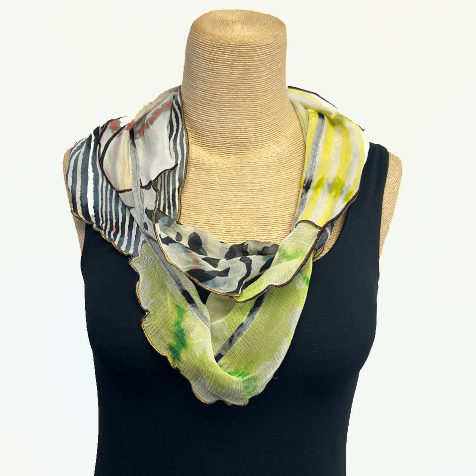 Deborah Cross Scarf, Infinity, Yellow/Black/White