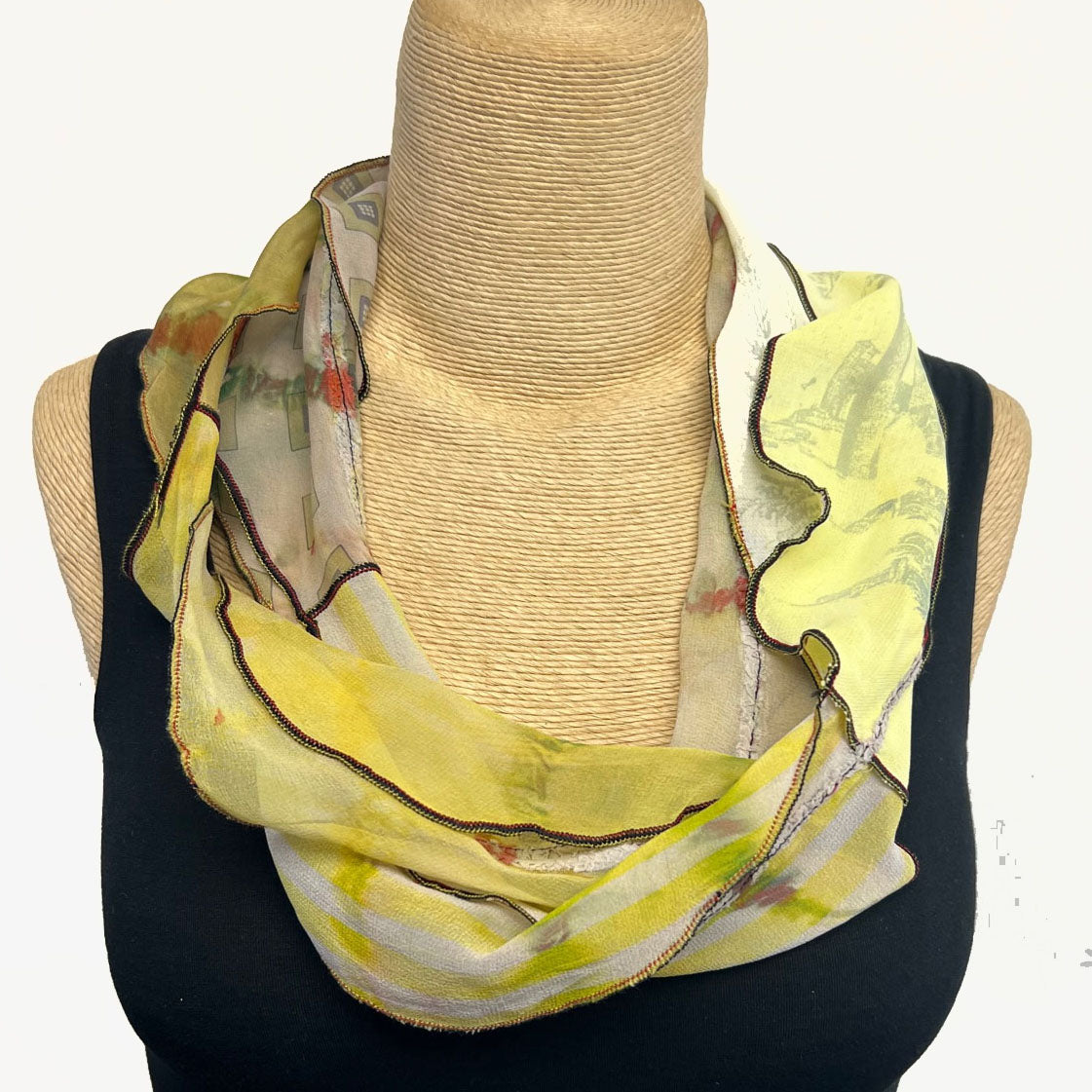 Deborah Cross Scarf, Infinity, Yellow/Beige