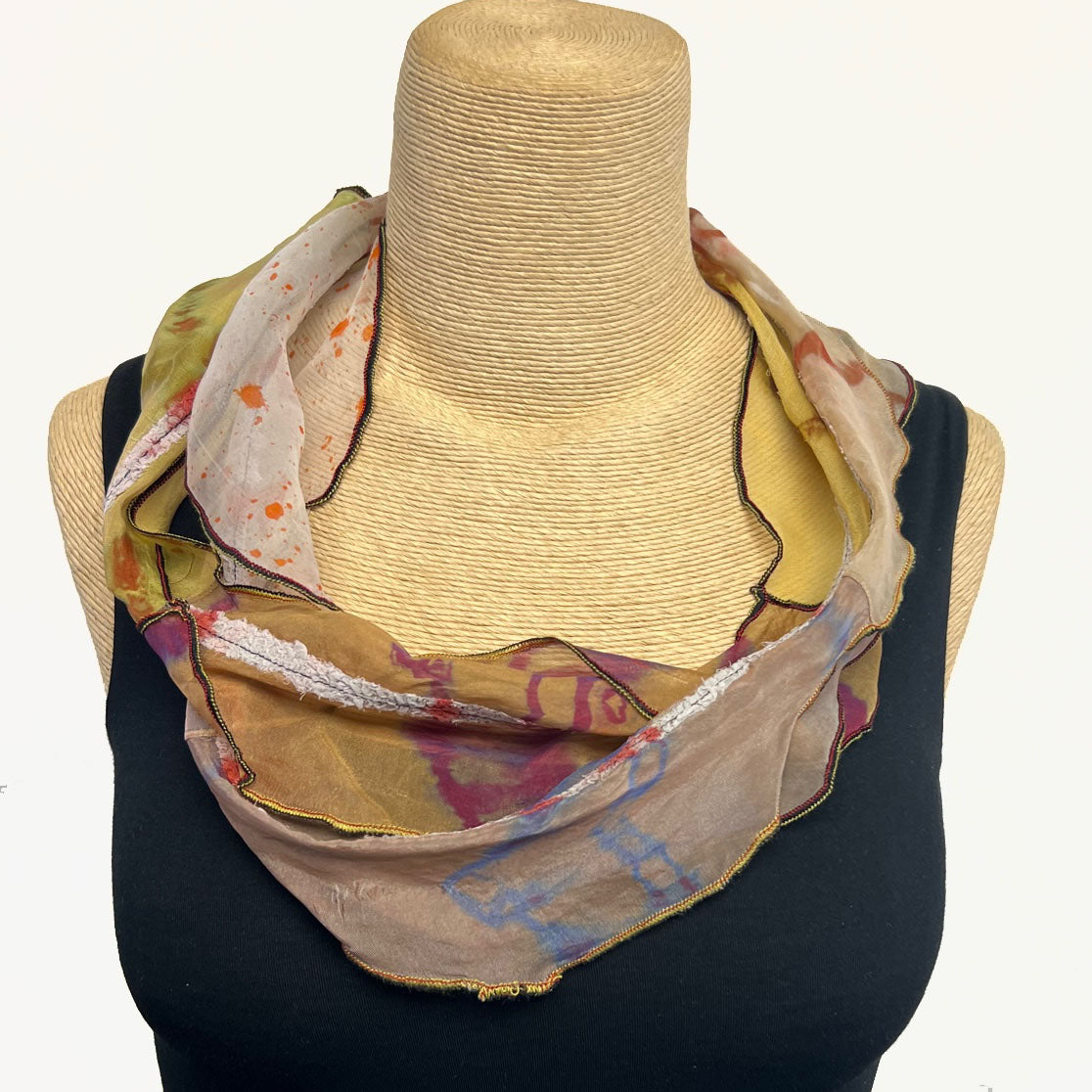 Deborah Cross Scarf, Infinity, Yellow/Rose