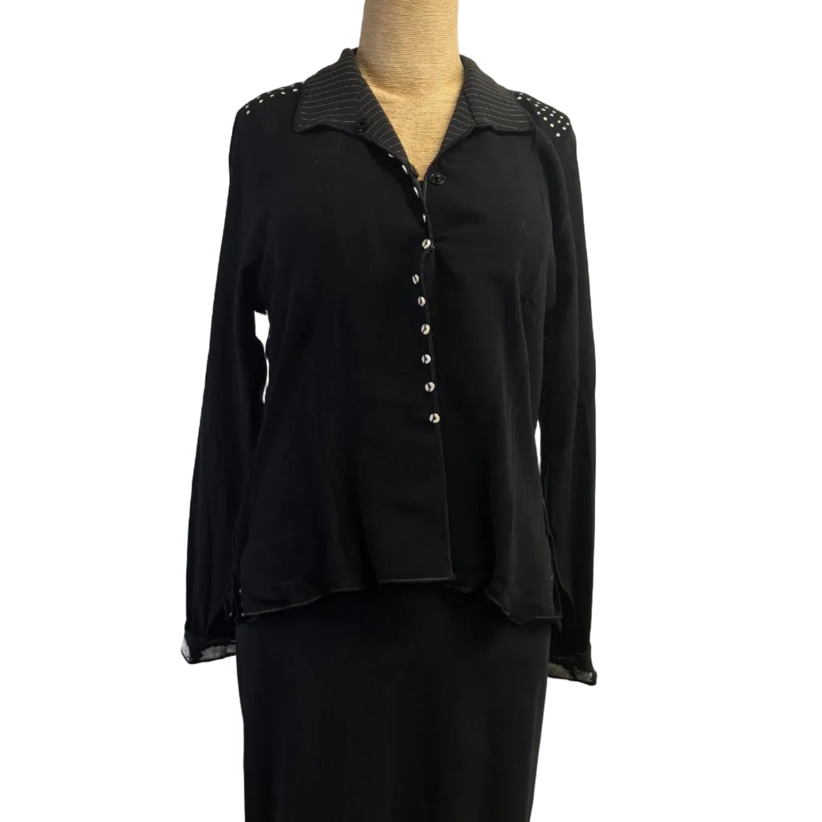 Deborah Cross Shirt, Black/White, XXS