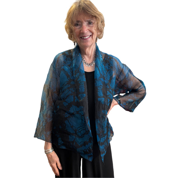 Diane Katz Designs Jacket, Organza, Black/Teal, S/M