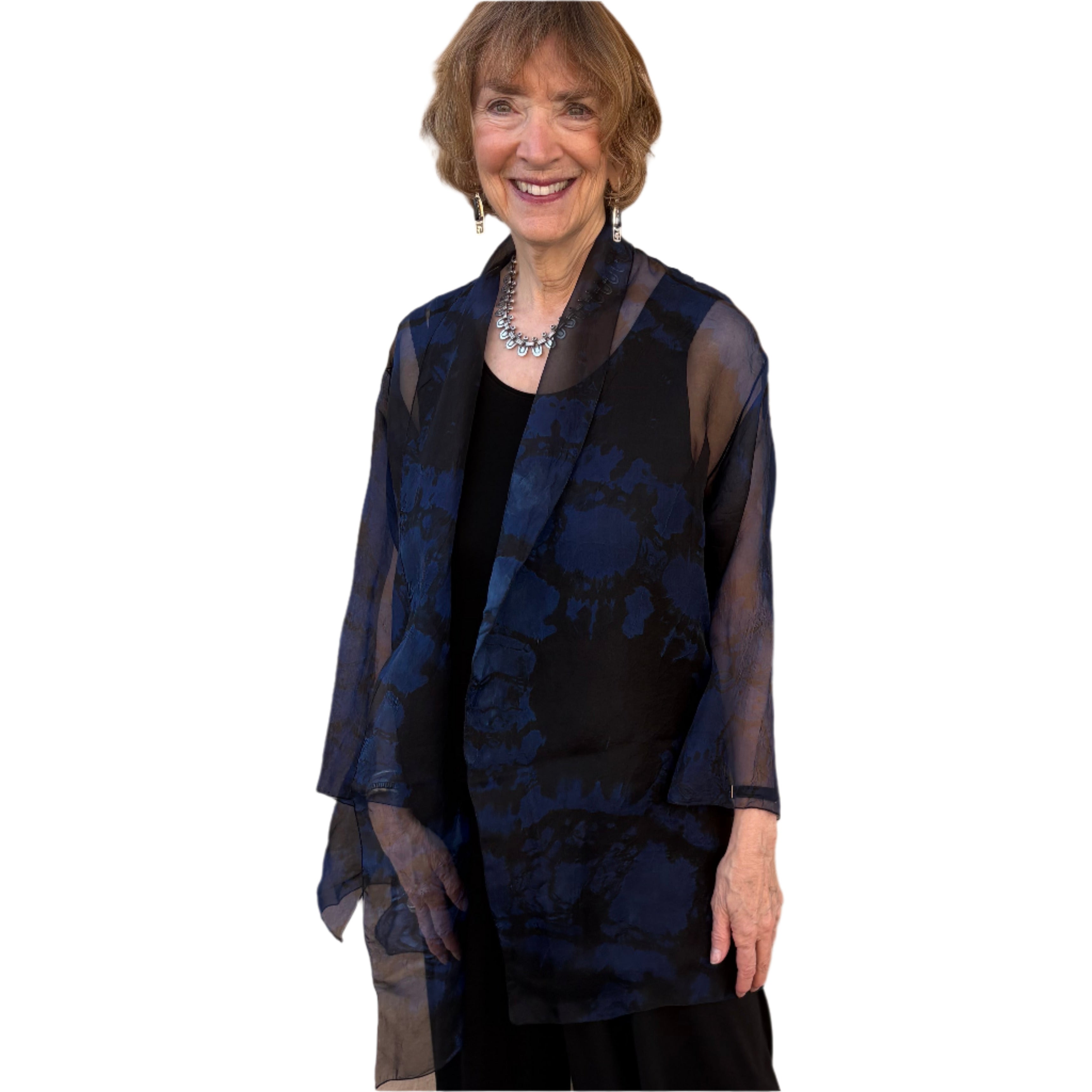 Diane Katz Designs Jacket, Organza, Black/Deep Blue, M/L