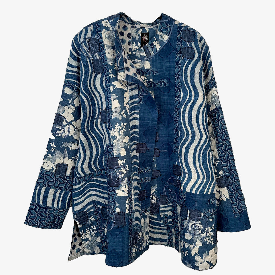 Diane Prekup Jacket, Saturday, Indigo/White Floral & Stripes, L