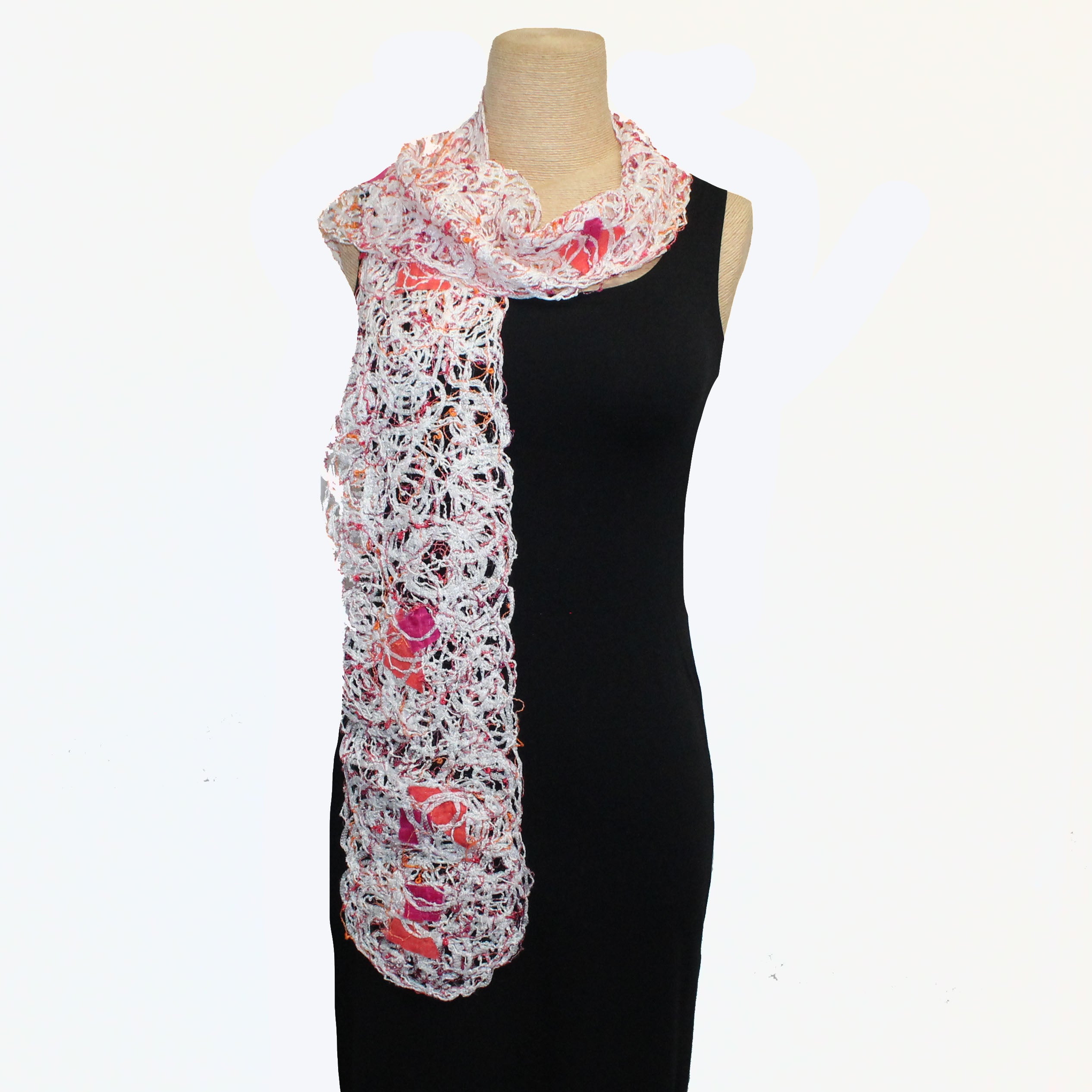Diane Prekup Scarf, Sorbet, Orange/Fuchsia/White