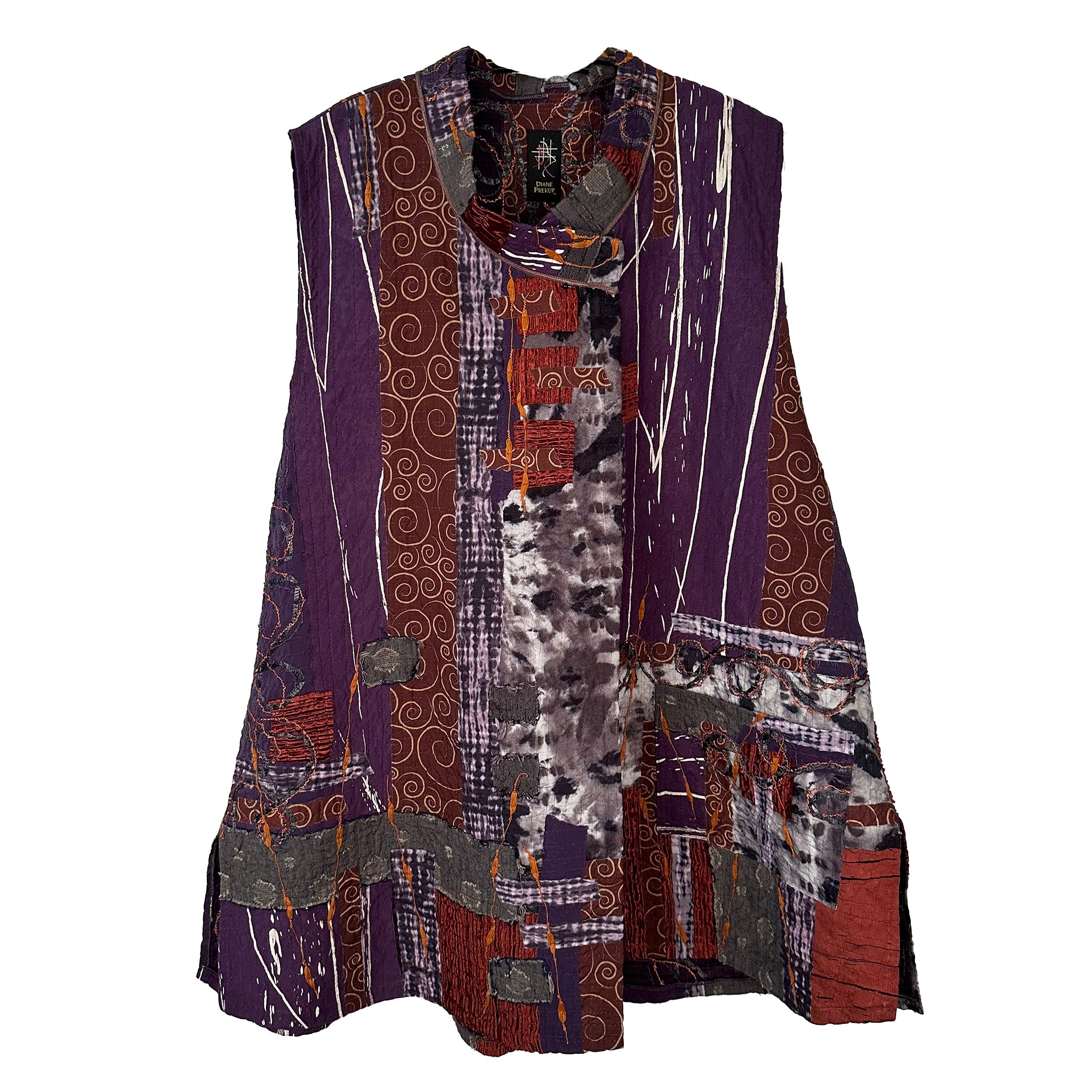 Diane Prekup Vest, Market, Plum/Rust, M
