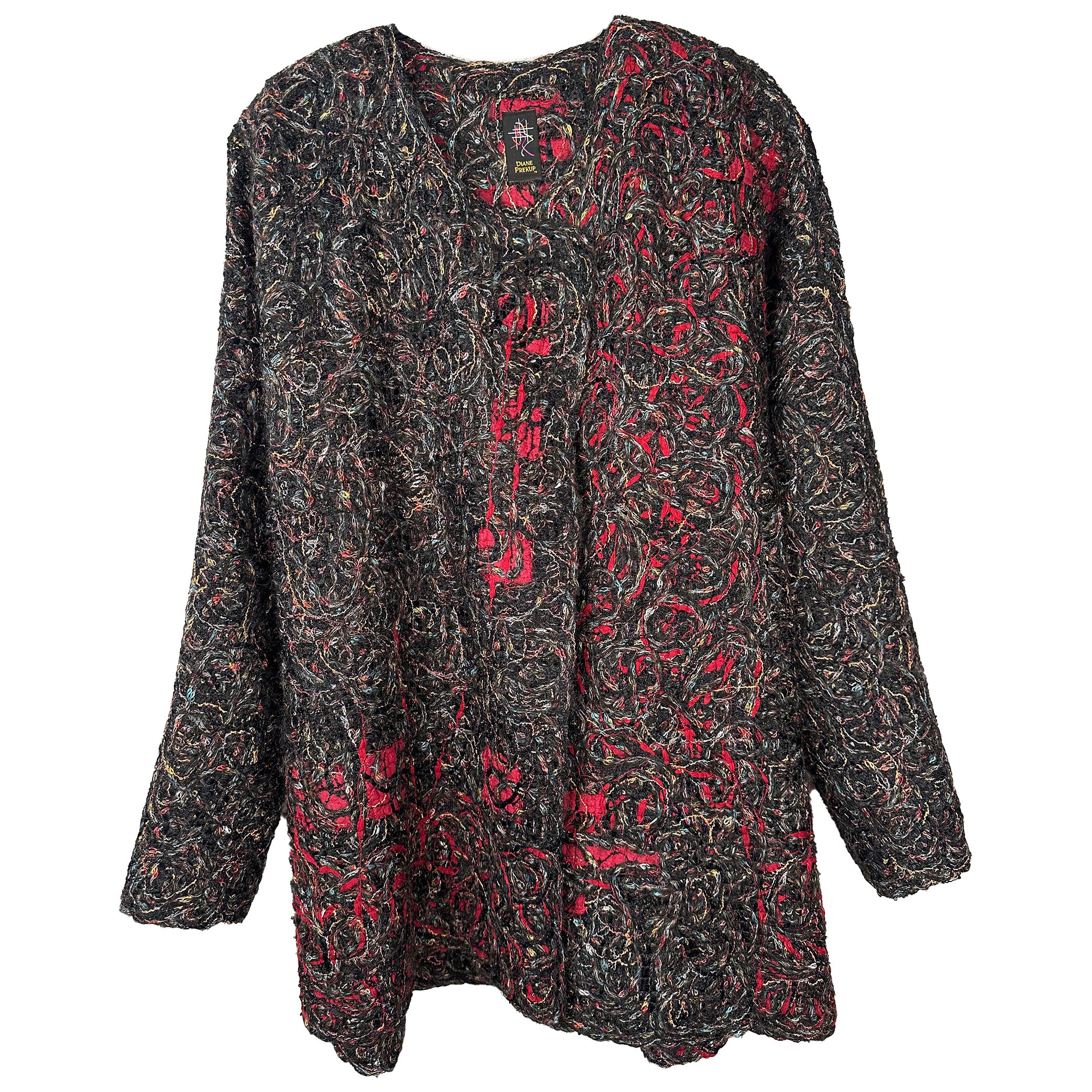 Diane Prekup Jacket, Asymmetric, Black/Multi-Yarn, M