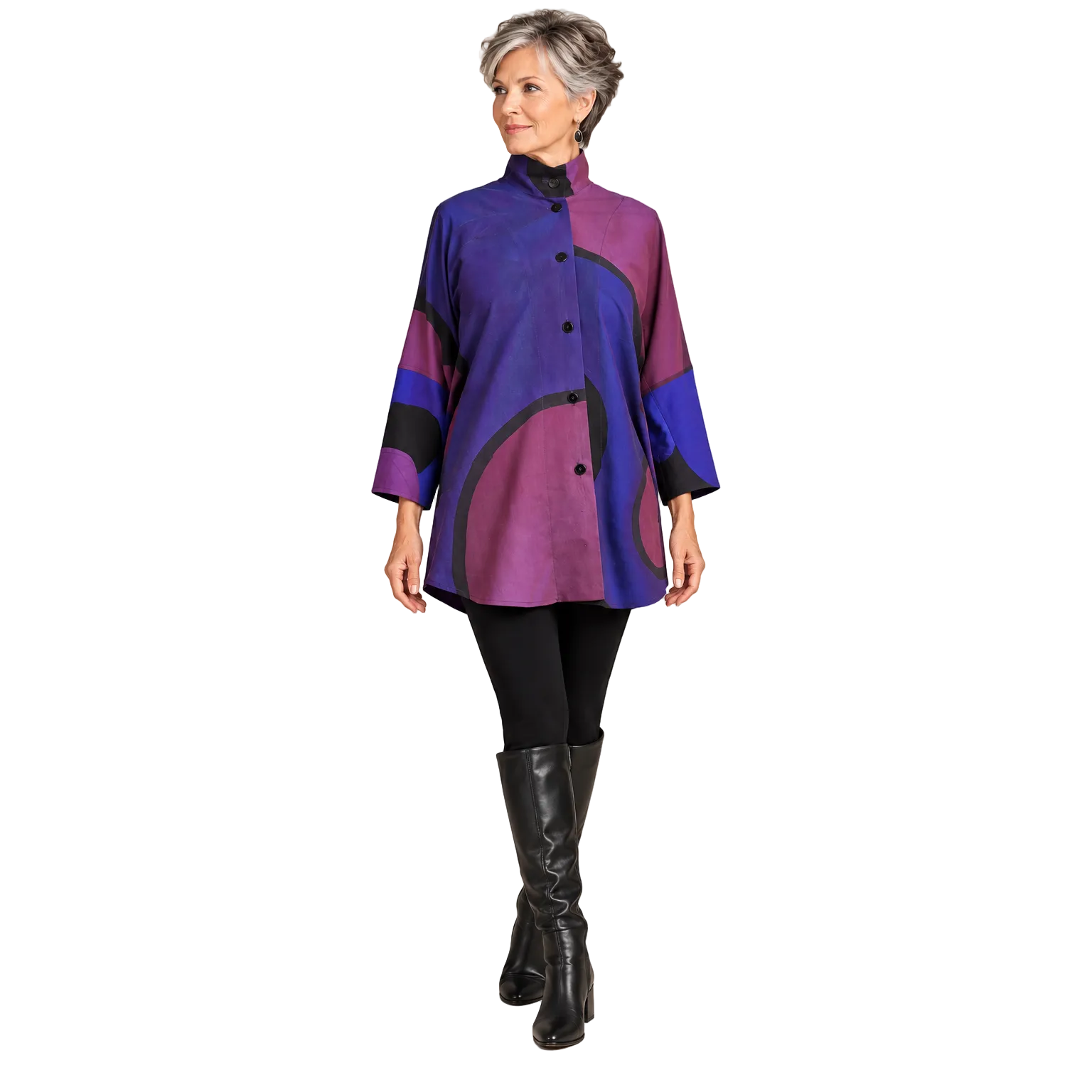 Kay Chapman Shirt, Pasadena, Purple/Black, XS