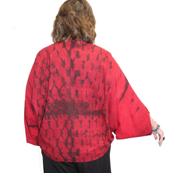 Gloria Lewis Jacket, Batwing Sleeve, Deep Red/Black, OS