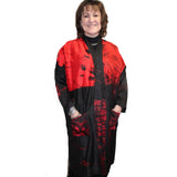Gloria Lewis Jacket, Long, Red/Black, OS