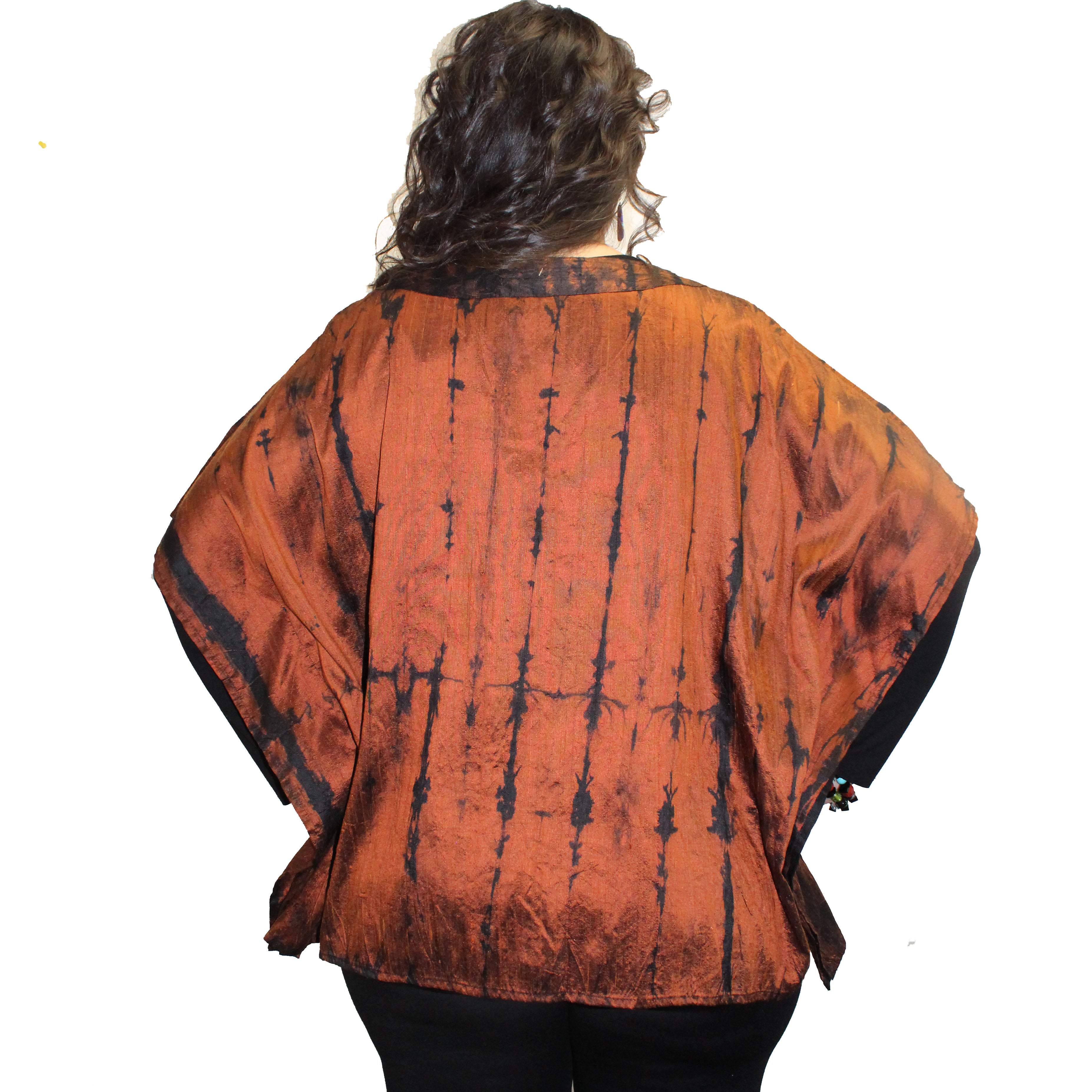 Gloria Lewis Top, V Neck, Brown/Black, OS