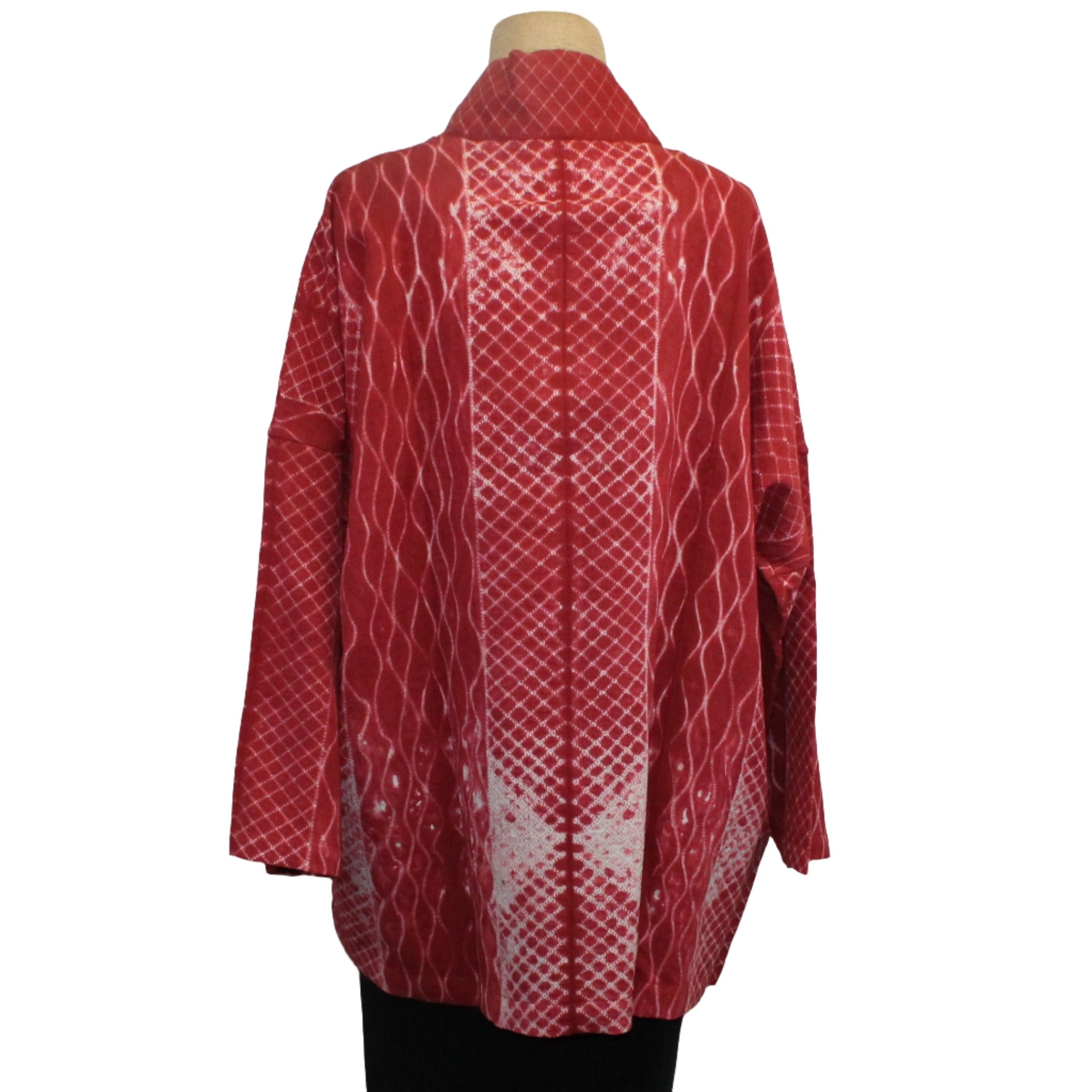 Sudarshan Kimono, Red, Block Print, Fits M-XL